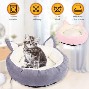 Cosy Life Round Plush Pet Cat Bed with Removable Pillow - Machine Washable | Large - Grey