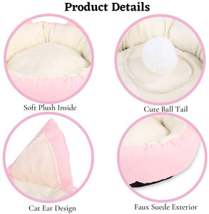 Cosy Life Round Plush Pet Cat Bed with Removable Pillow - Machine Washable | Large - Pink