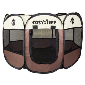 Cosy Life Playpen Pop Up Tent for Pets Dogs Puppies | Small - Brown