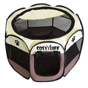 Cosy Life Playpen Pop Up Tent for Pets Dogs Puppies | Medium - Brown