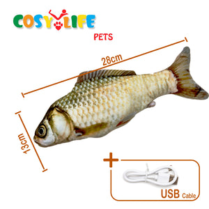 COSY LIFE Electric Flopping Catnip Fish Toy for Cat with USB Cable | Chew & Bite | Grass Carp